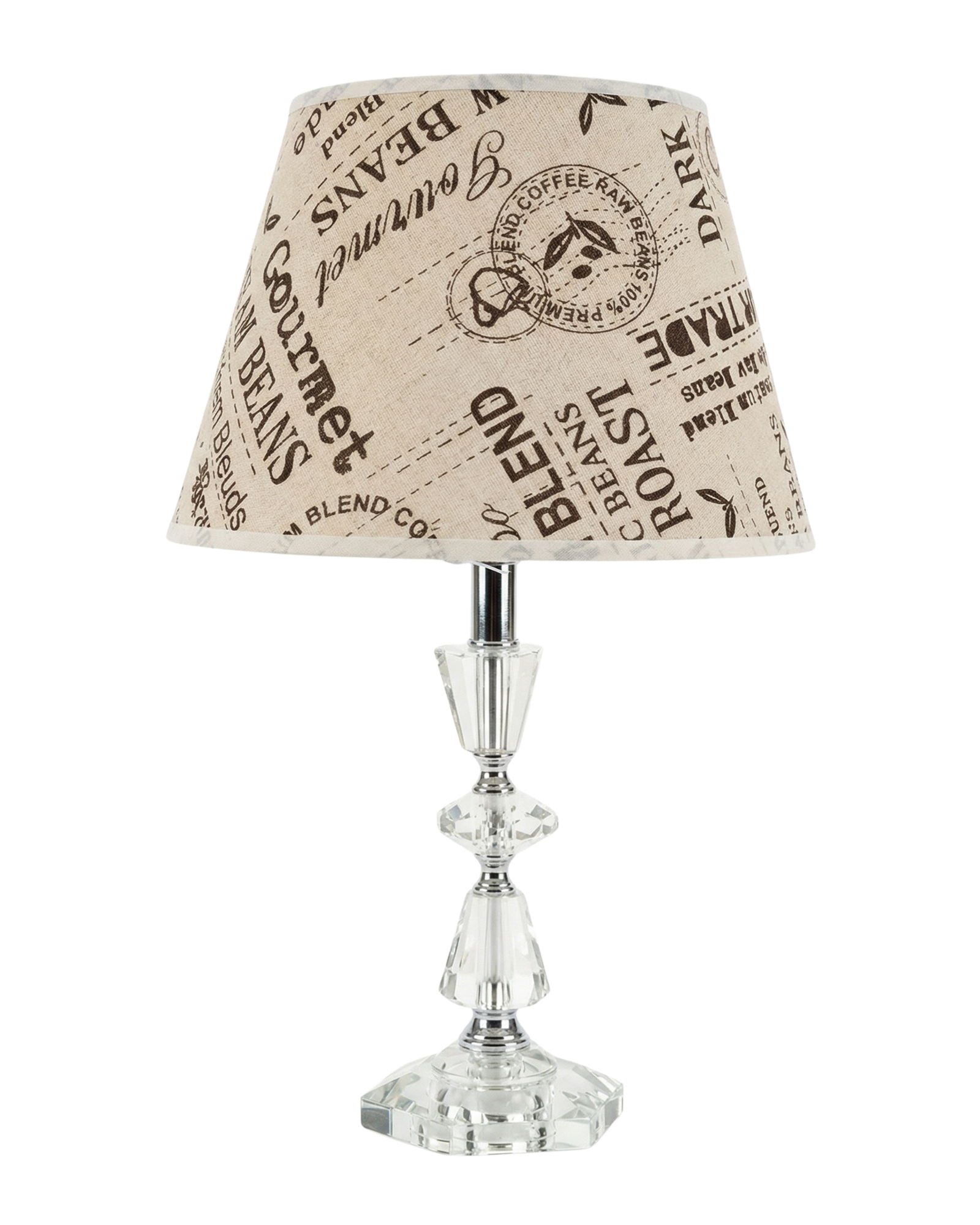 Paris Print Linen Shade Crystal Table Lamp
