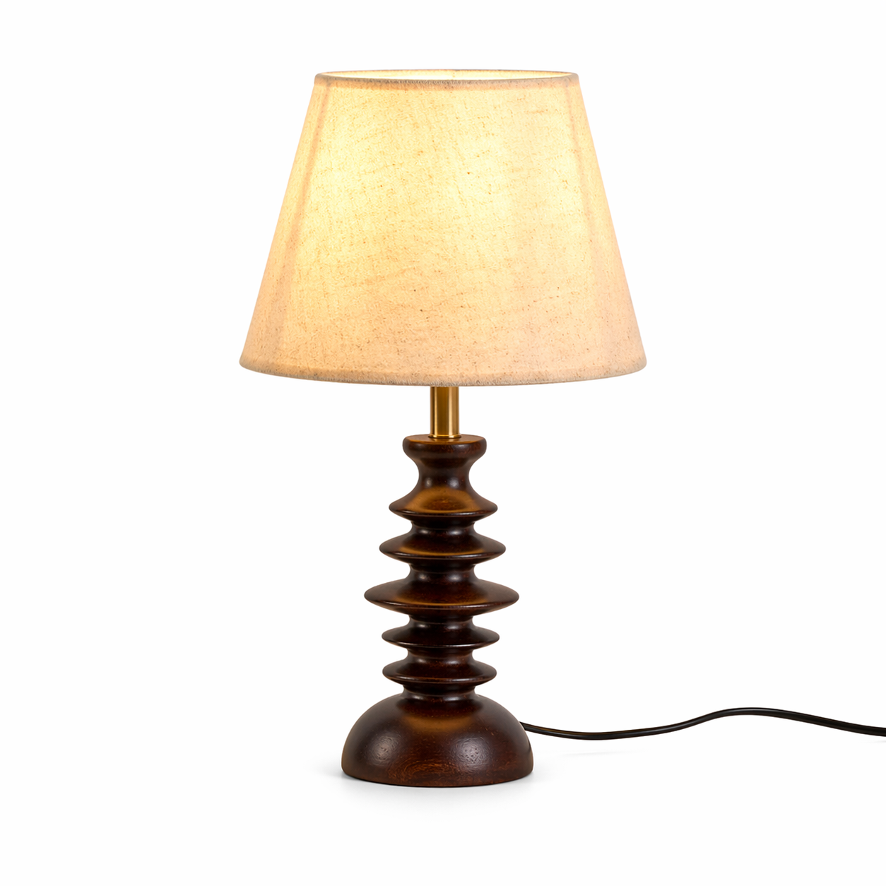 Heritage Wood Fabric Shade Table Lamp