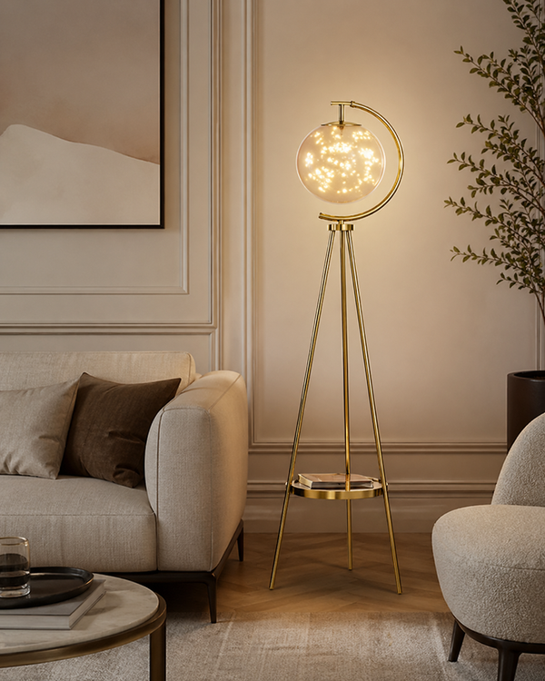 Orbit Glow Tripod Globe Floor Lamp