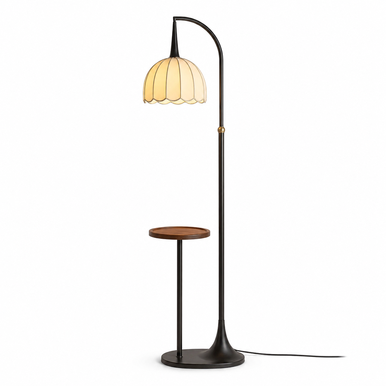 Petal Tray Arc Floor Lamp with Side Table - Wide Tray