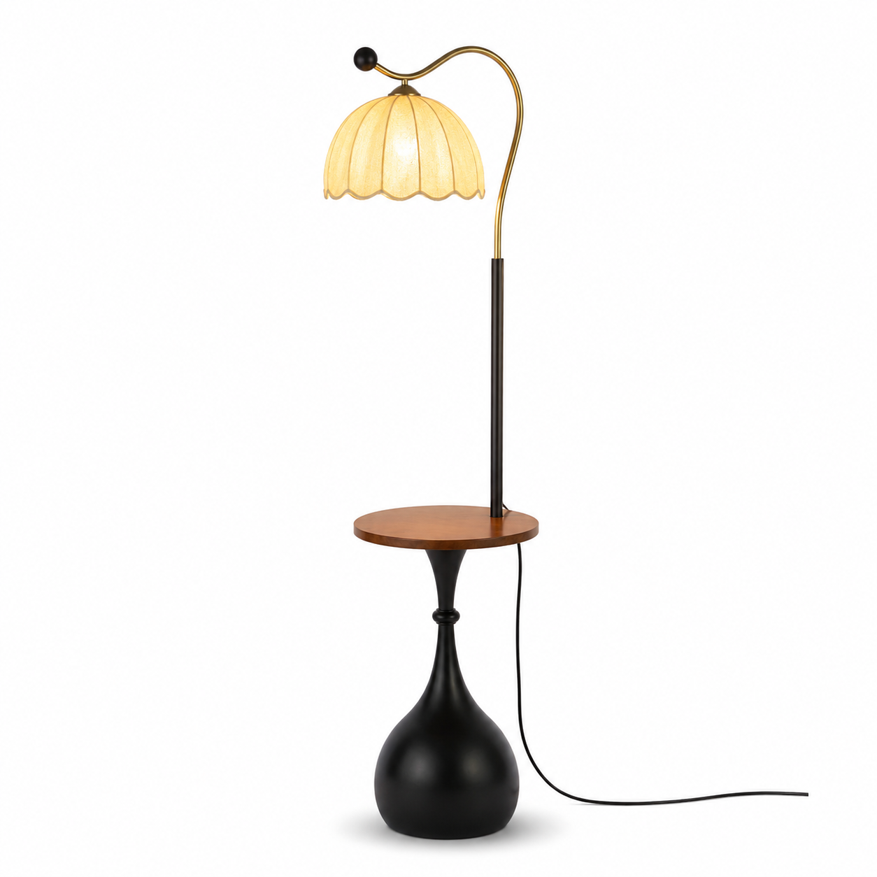 Petal Tray Arc Floor Lamp with Side Table - Classic