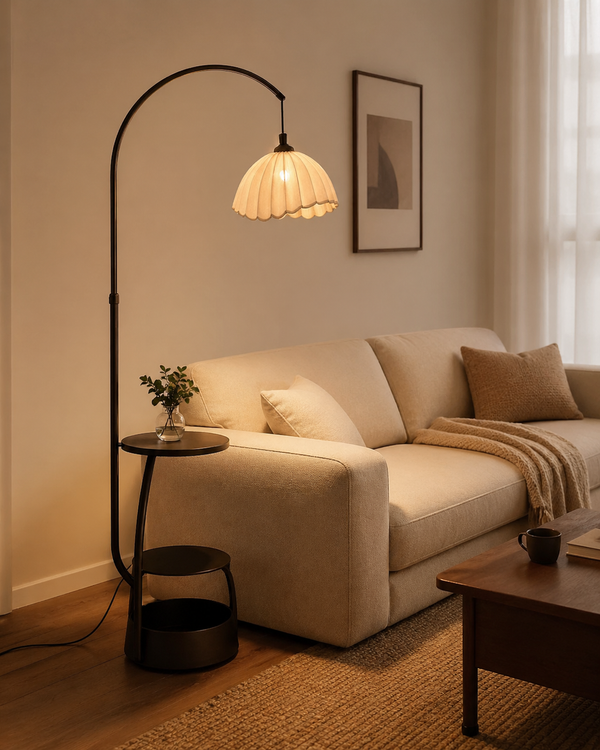 Petal Arc Floor Lamp with Side Table - Extended