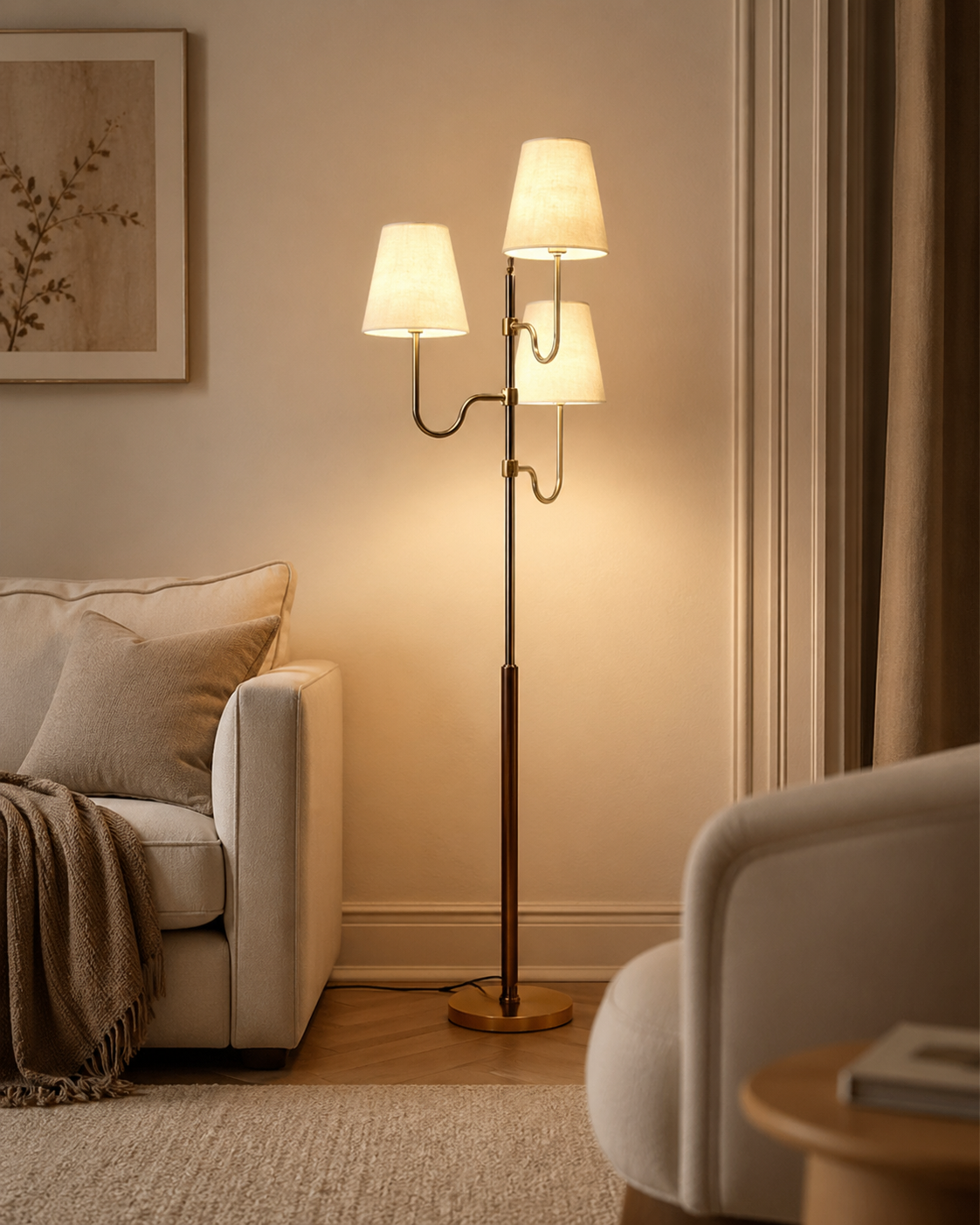 Twin Shade Fabric Floor Lamp
