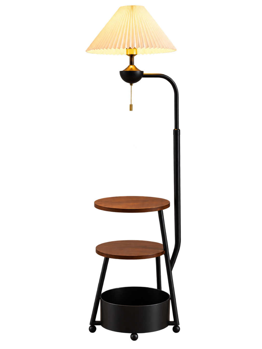 Shelf Arc Wood Storage Floor Lamp