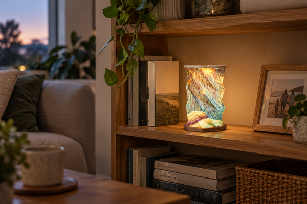 An overlooked shelf can become a favourite detail with the right small lamp. Discover how size, translucent shades and a warm glow bring character to your home.
