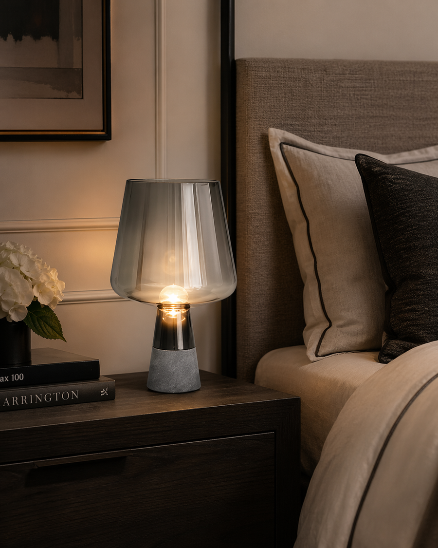 Smoke Glow Glass Cone Table Lamp