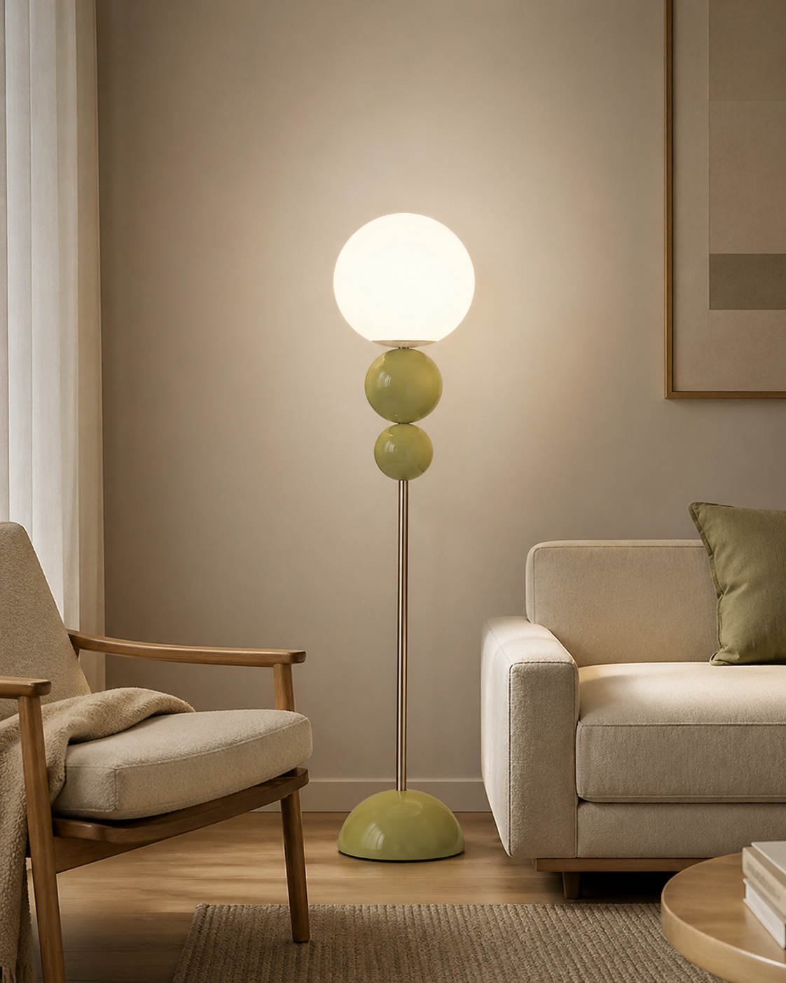 Orb Stack Sage Globe Floor Lamp
