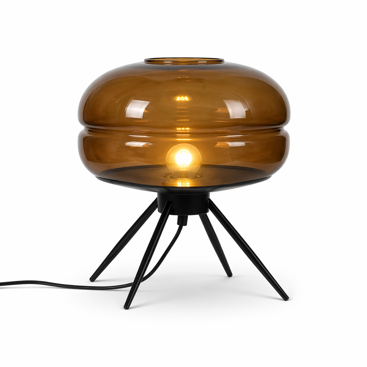 Amber Pod Glass Tripod Table Lamp