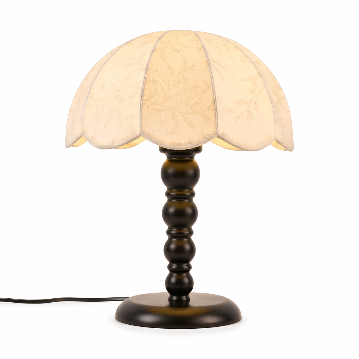 Petal Shade Wood Fabric Table Lamp