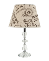 Paris Print Linen Shade Crystal Table Lamp