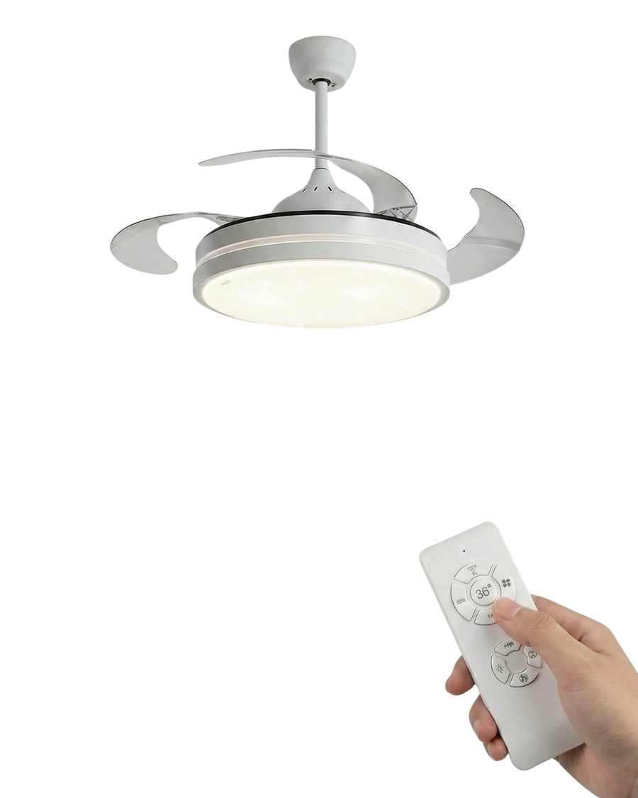 GlideFold Retractable Ceiling Fan with LED Light & Remote