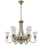 Heritage Scroll Tulip Glass Chandelier