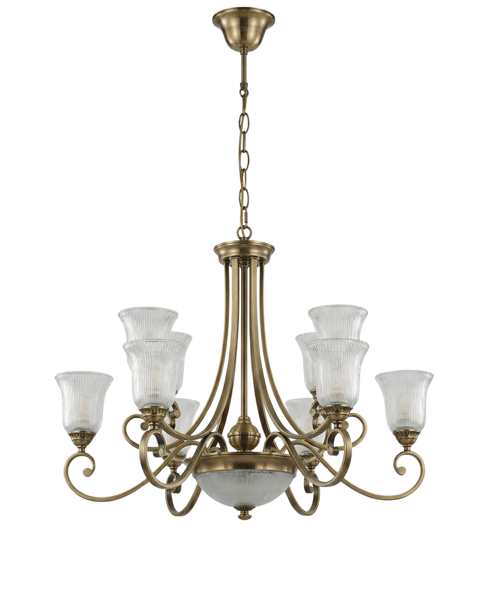 Heritage Scroll Tulip Glass Chandelier