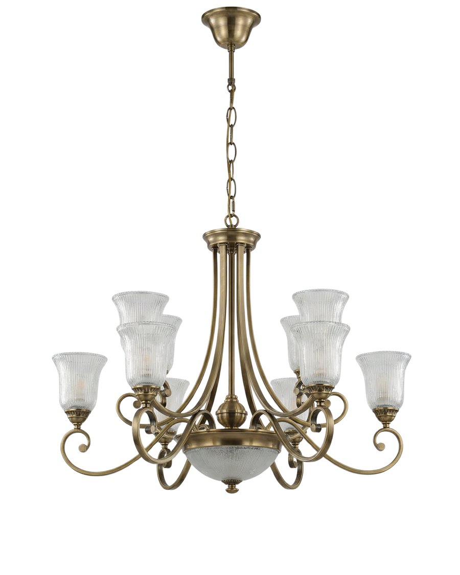 Heritage Scroll Tulip Glass Chandelier