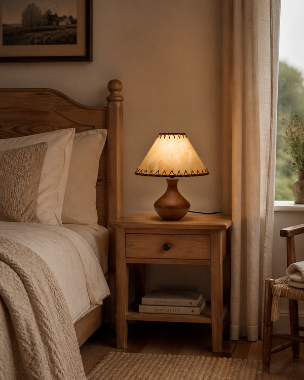 Trim Shade Wood Fabric Table Lamp