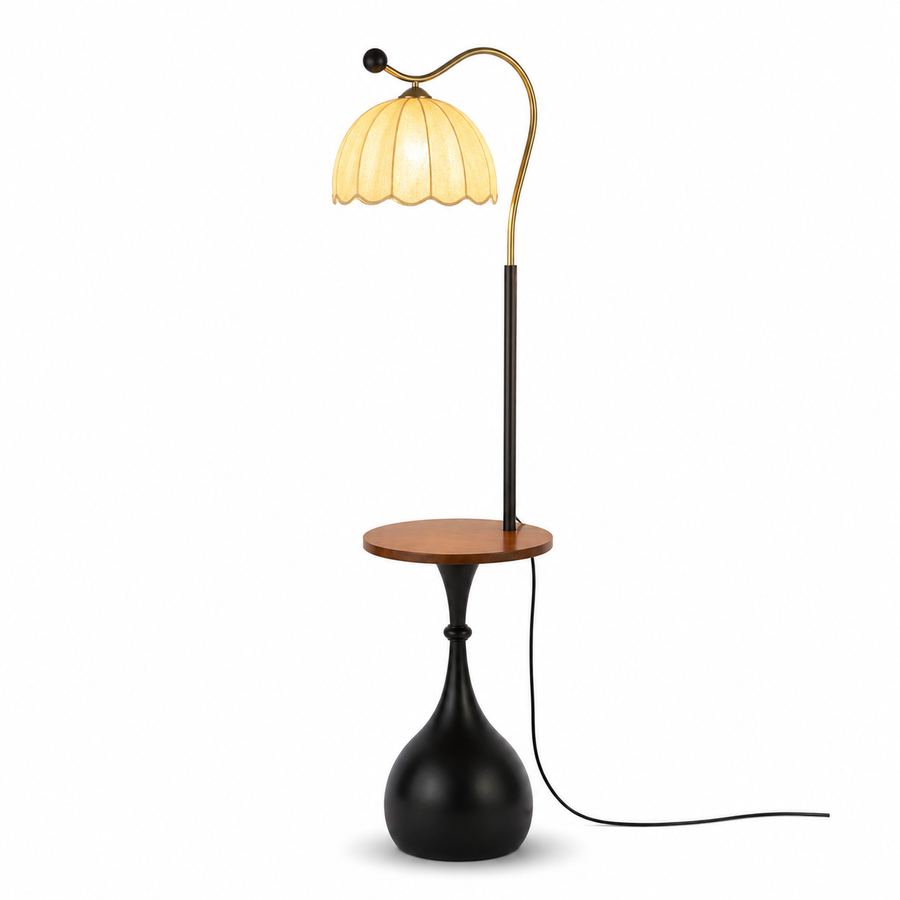 Petal Tray Arc Floor Lamp with Side Table - Classic