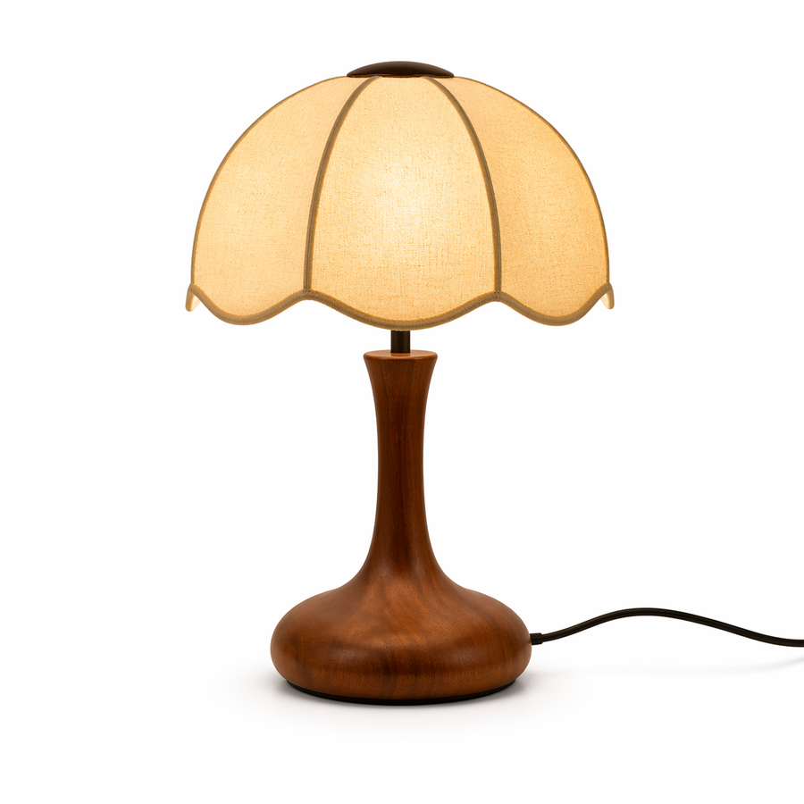 Petal Dome Wood Fabric Table Lamp