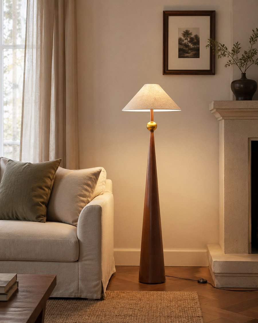 Terra Column Fabric Shade Floor Lamp