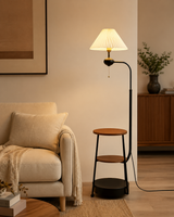 Shelf Arc Wood Storage Floor Lamp