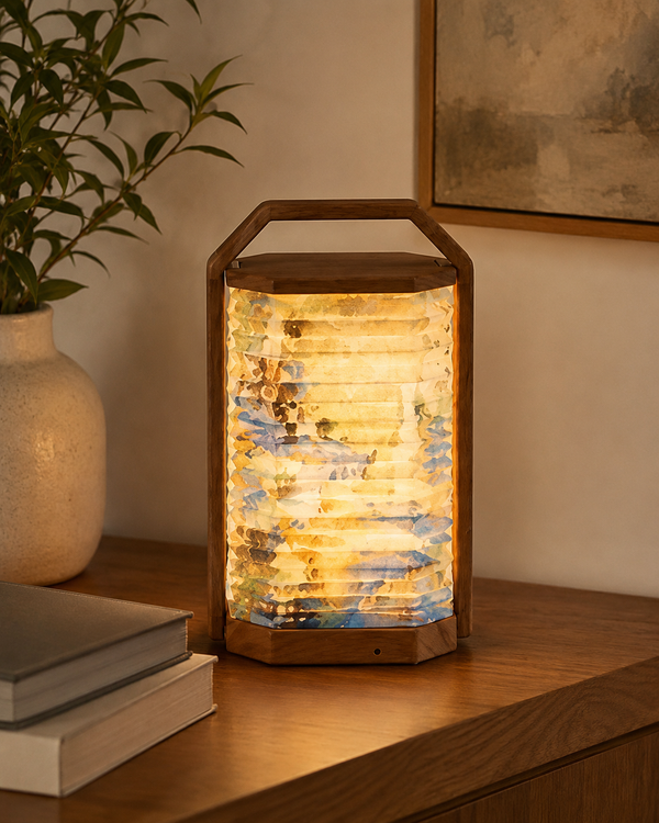 Wooden Lantern Table Lamp
