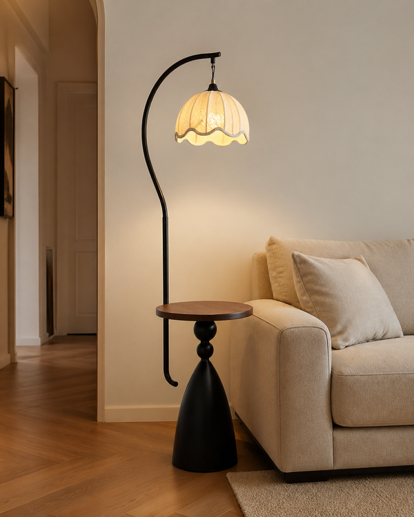 Petal Arc Floor Lamp with Side Table - Classic