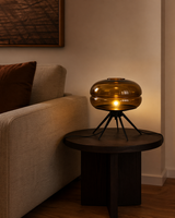 Amber Pod Glass Tripod Table Lamp