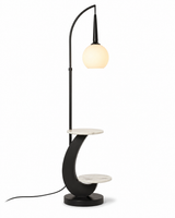 Crescent Tray Globe Side Table Floor Lamp