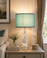 Crystal Teal Shade Table Lamp