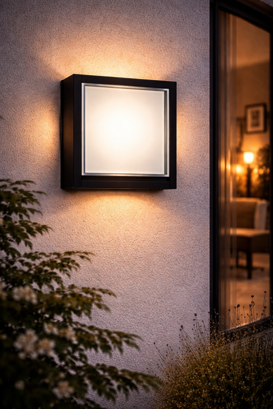 Frame Glow Outdoor Square Halo LED Sconce