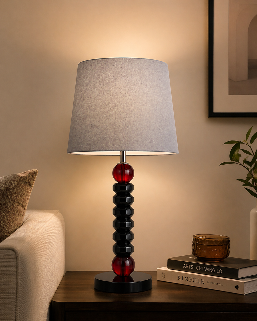 Aurora Red Glass Table Lamp