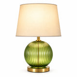 Olive Ribbed Glass Table Lamp