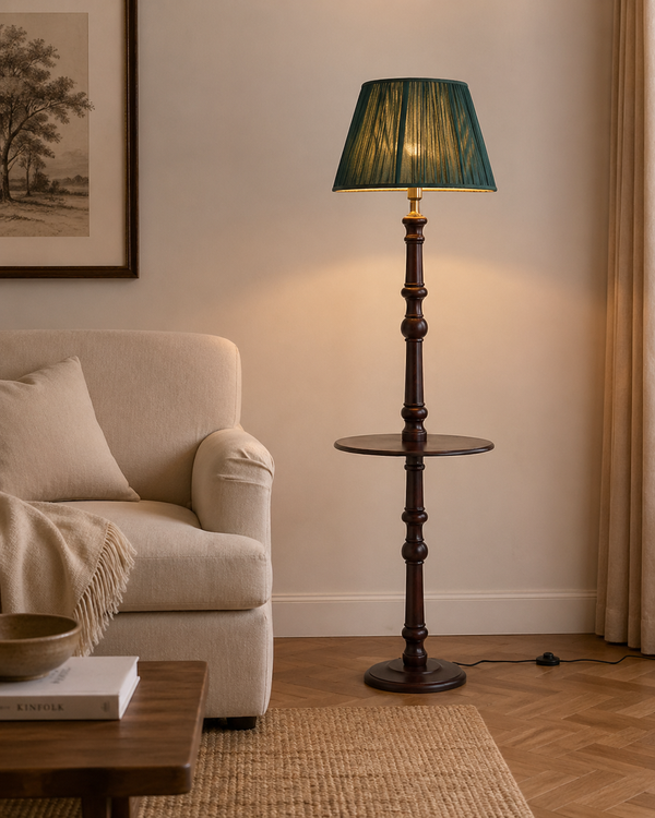 Verde Tray Wood Fabric Floor Lamp