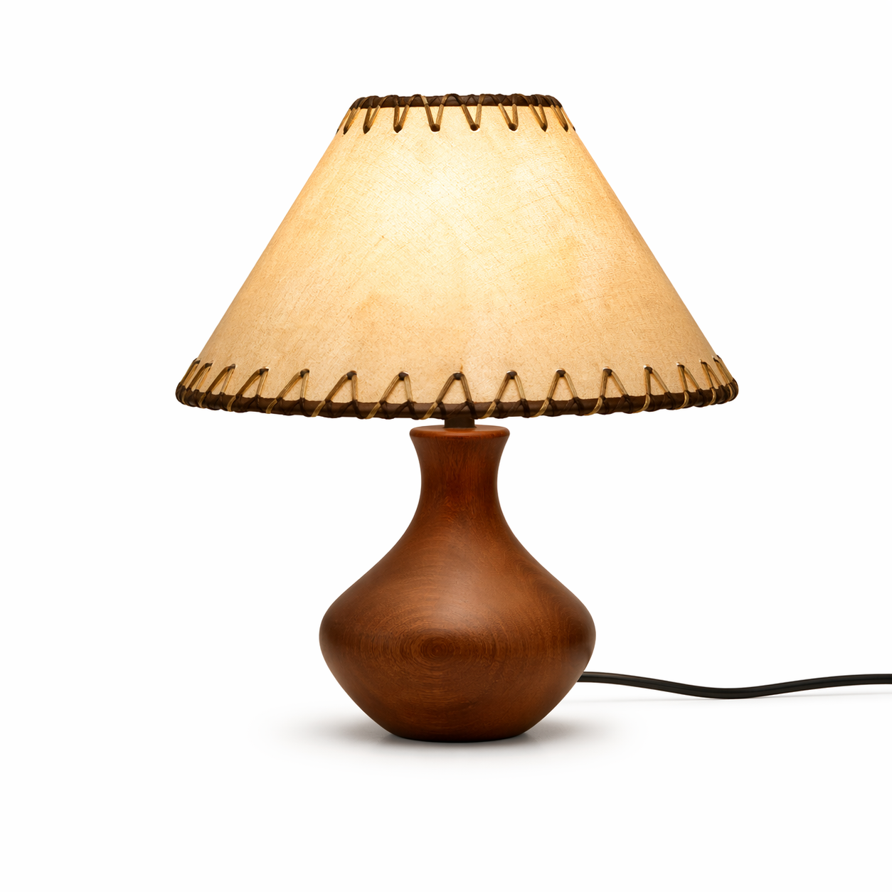 Trim Shade Wood Fabric Table Lamp