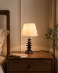 Heritage Wood Fabric Shade Table Lamp