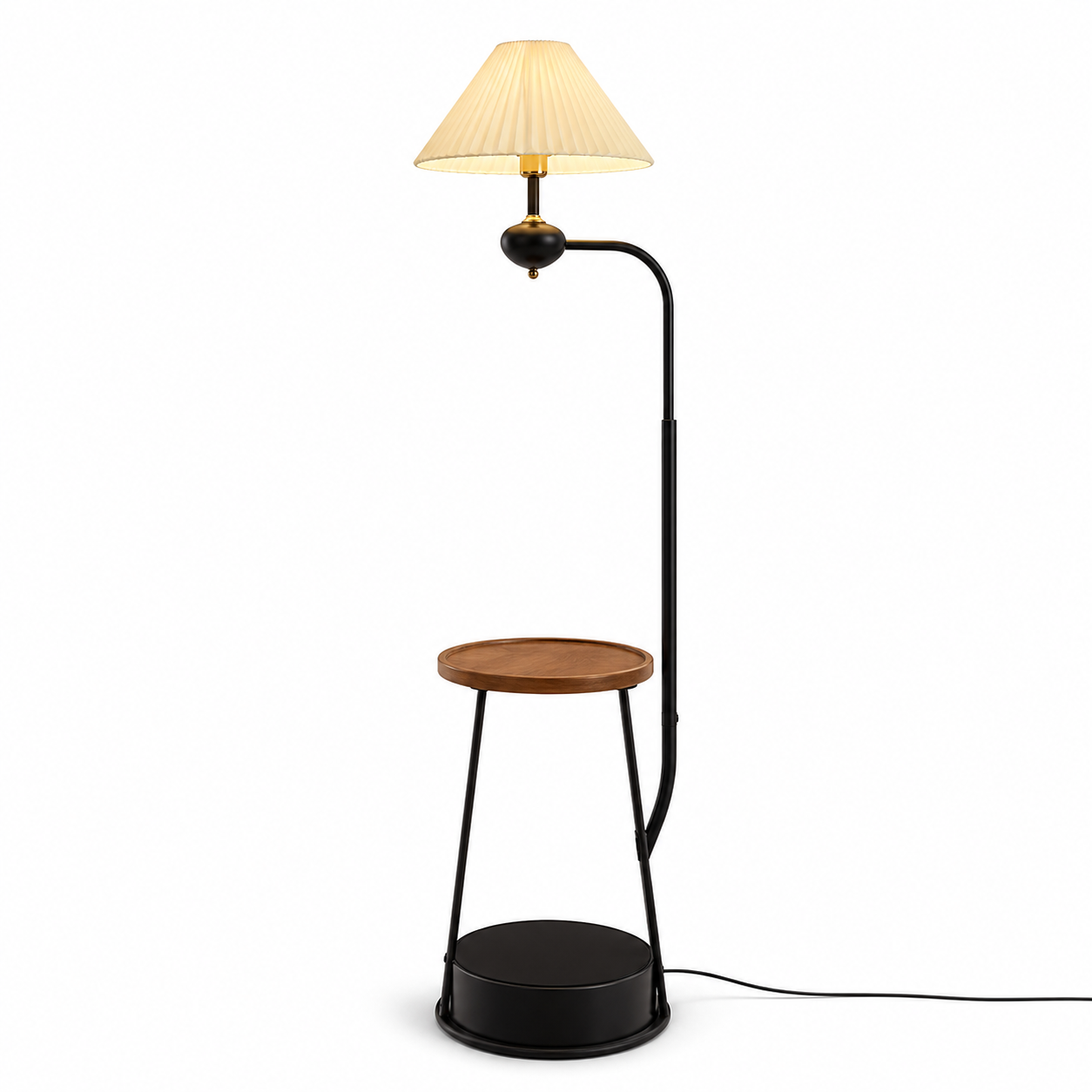 Shelf Arc Wood Storage Floor Lamp