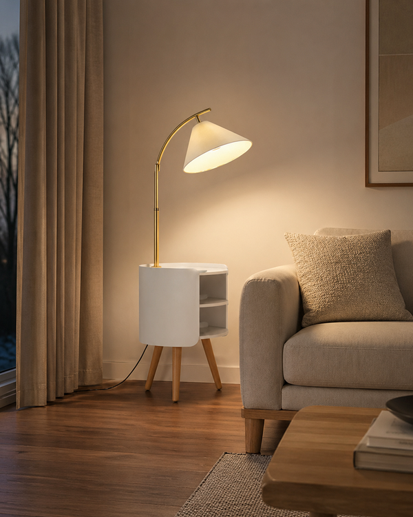Halo Shelf Side Table Floor Lamp
