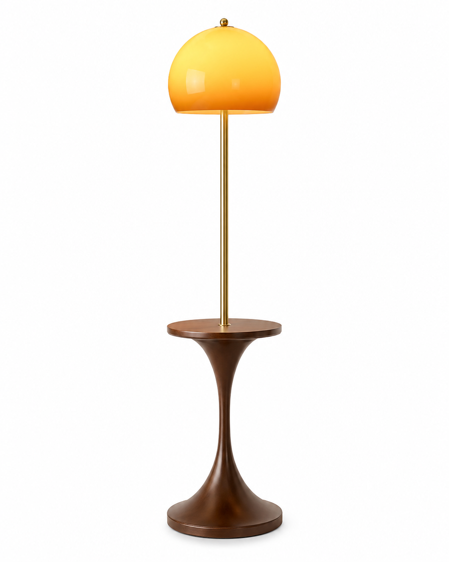 Amber Dome Side Table Floor Lamp