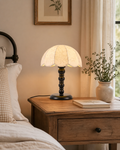 Petal Shade Wood Fabric Table Lamp