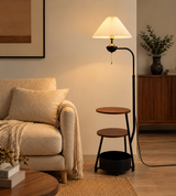 Shelf Arc Wood Storage Floor Lamp