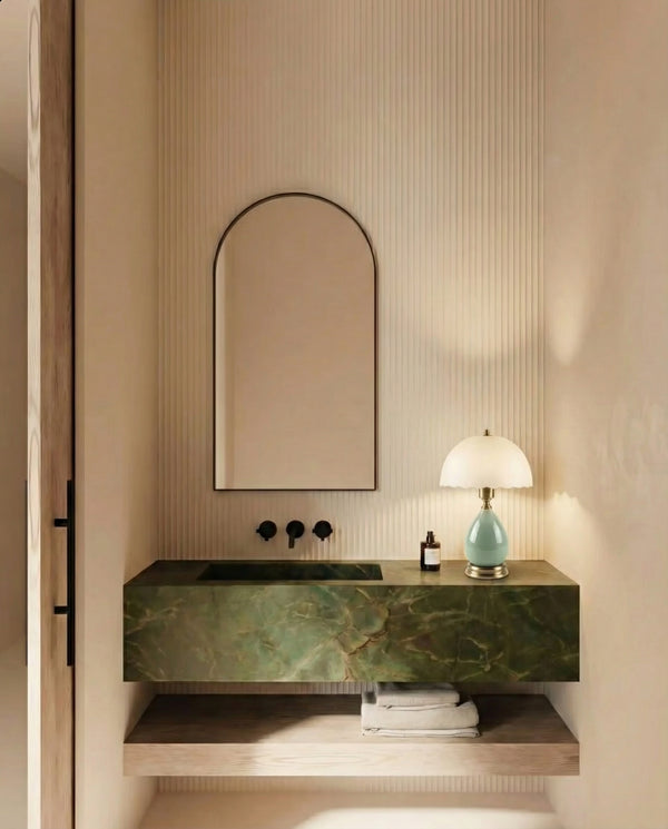 Scalloped Glass Ceramic Table Lamp