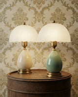 Scalloped Glass Ceramic Table Lamp