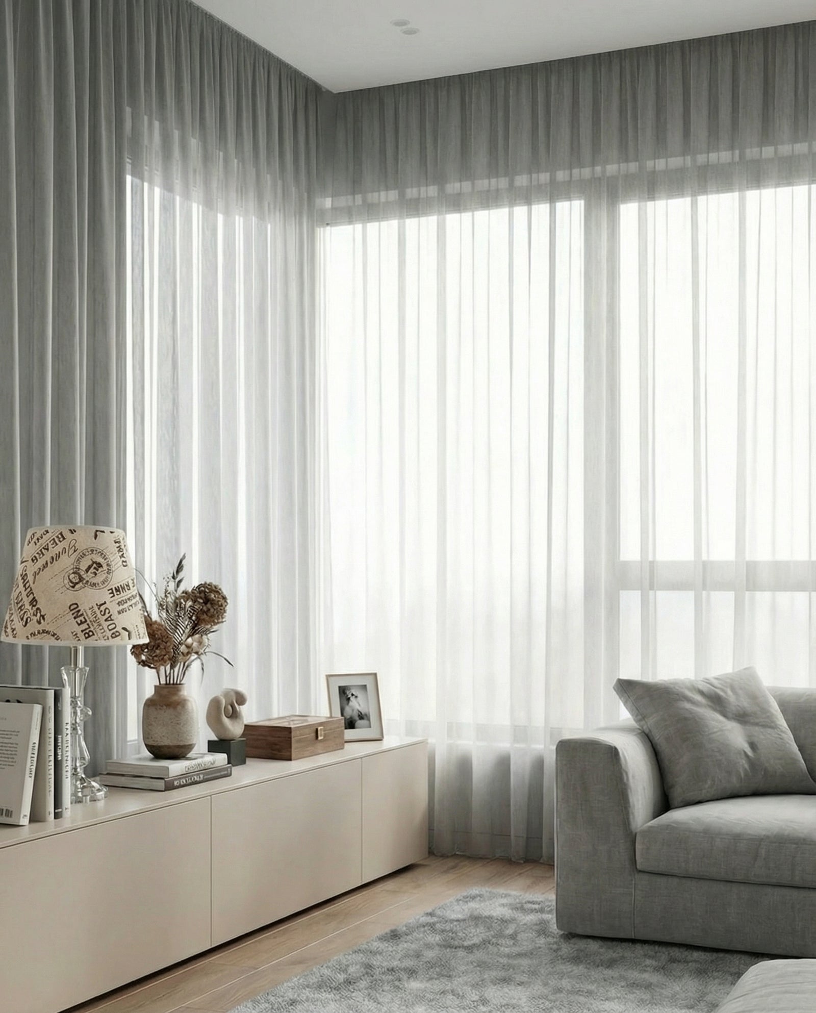 Paris Print Linen Shade Crystal Table Lamp